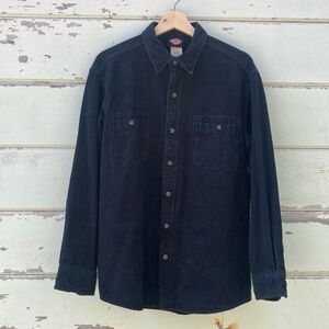 Men’s Black Dickies Long sleeve Flannel button down shirt size Meduim